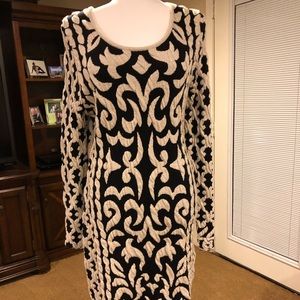 INC Black and Cream Sweater Dress